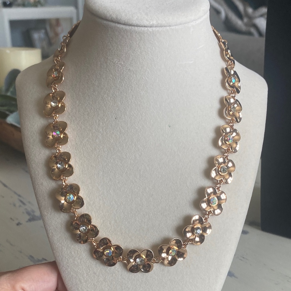 Vintage AB Gold Flower Necklace - Picture 1 of 9